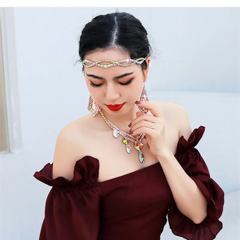 Donna Strass Fronte Testa Catena Fascia Boho Cristallo Lacrima Copricapo Gioielli per capelli Danza del ventre Matrimonio Prom Party Show