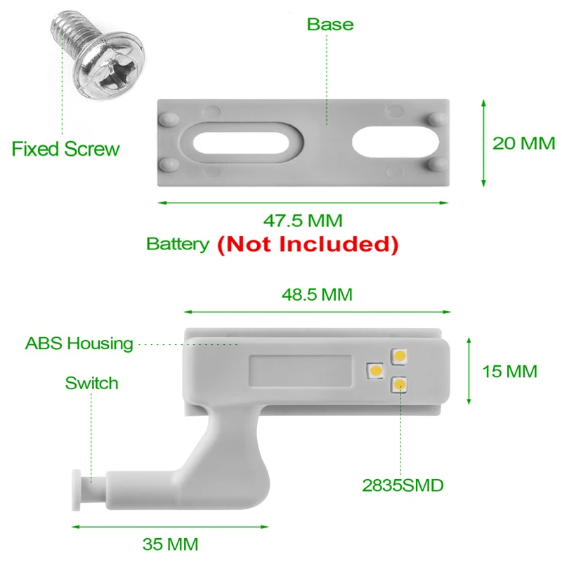 Imagem -04 - Led Inner Dobradiça Lâmpada sob Luzes do Armário Universal Wardrobe Armário Sensor Luzes para Quarto Cozinha Armário Lâmpada da Noite 10pc