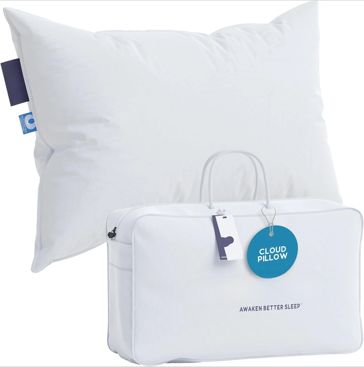 Cloud Natural Canadian White Down Luxury Sleeping Pillow - 625 Fill Power, 500 Thread Count Cotton Shell, Made in Canada