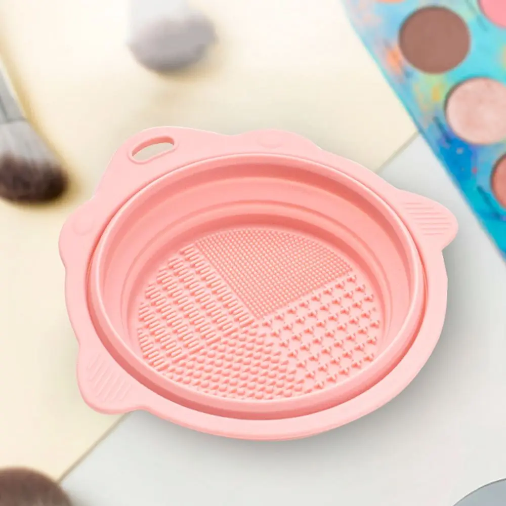 Washing Pad Bowl Powder Puff  Cleaning Scrubber Board Makeup Brush Cleaner Cosmetic Brush Cleaning Mat Folding Cleaning Bowl