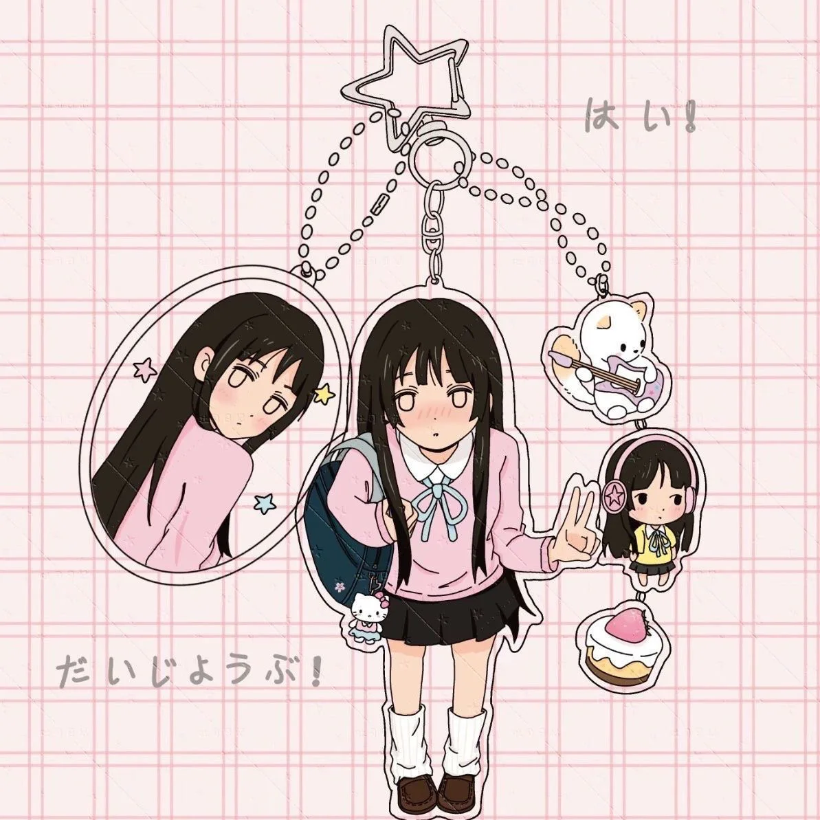 Anime K-ON Hirasawa Yui Akiyama Mio Tainaka Ritsu Nakano Azusa Kotobuki Tsumugi llavero acrílico Cosplay llavero accesorios