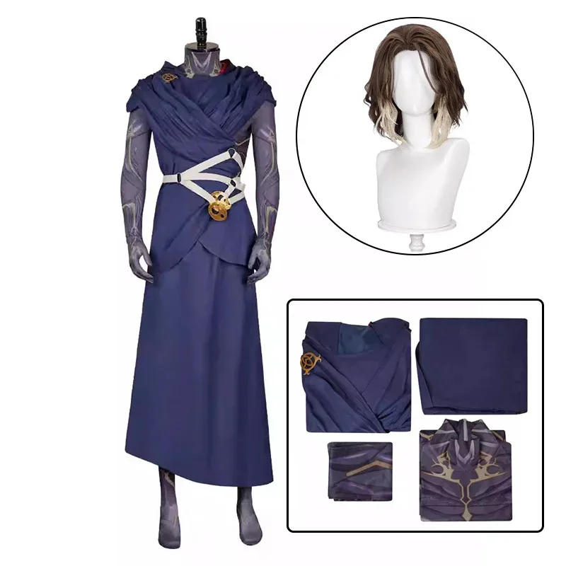 

l2025l New Arcane S2 Viktor Cosplay Costume Wig Women Men Hooded Robe Navy Suit Outfits Halloween Carnival Party Disguise Clothe