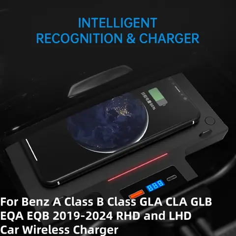 메르세데스 벤츠 W177 W188 W247 GLB CLA GLA EQA EQB 15W 차량용 무선 충전기 고속 충전 홀더 휴대폰 충전기
