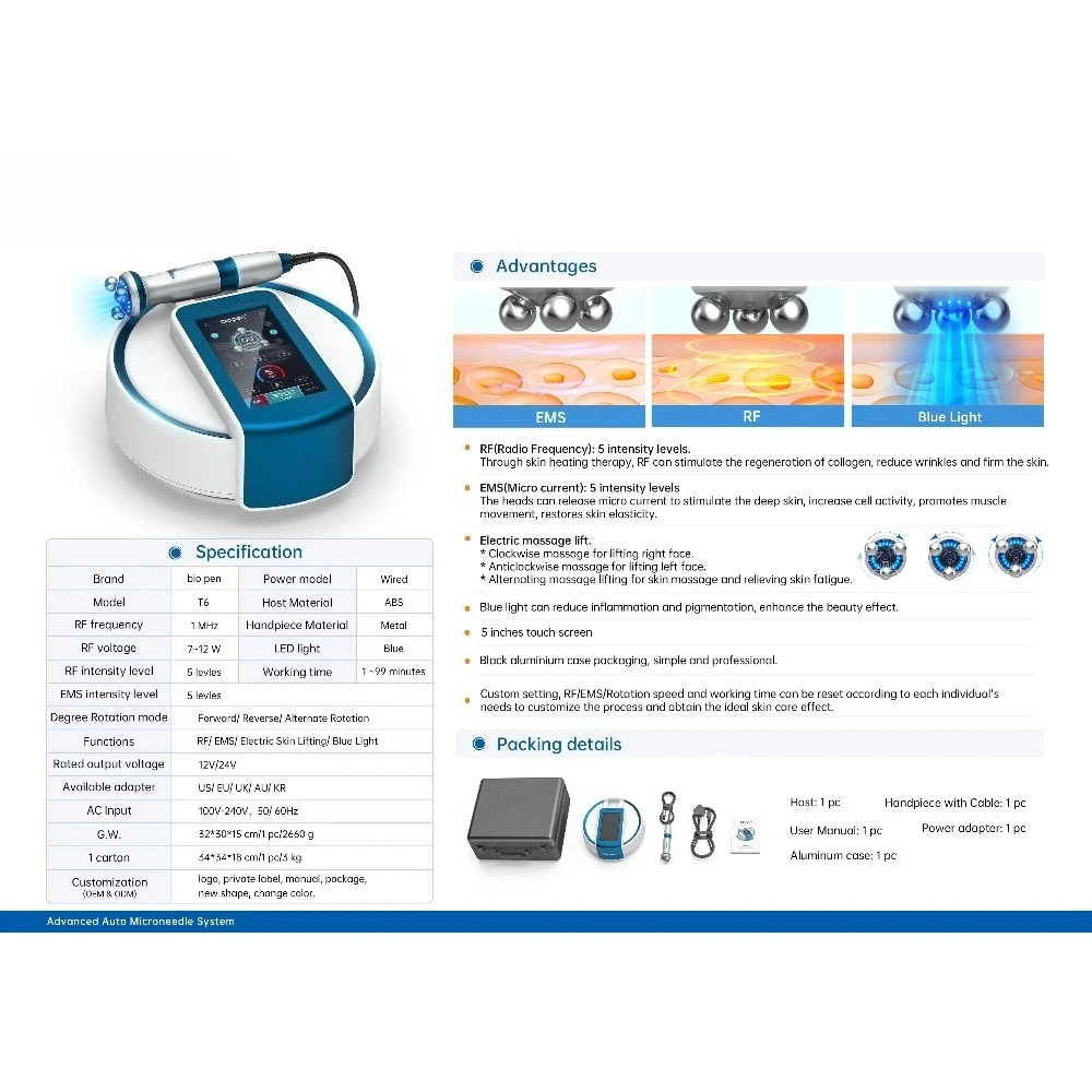 Rotating R-F EMS Microcurrent Beauty Machine Face Lifting Skin Tightening Anti Wrinkle Salon Facial Massager