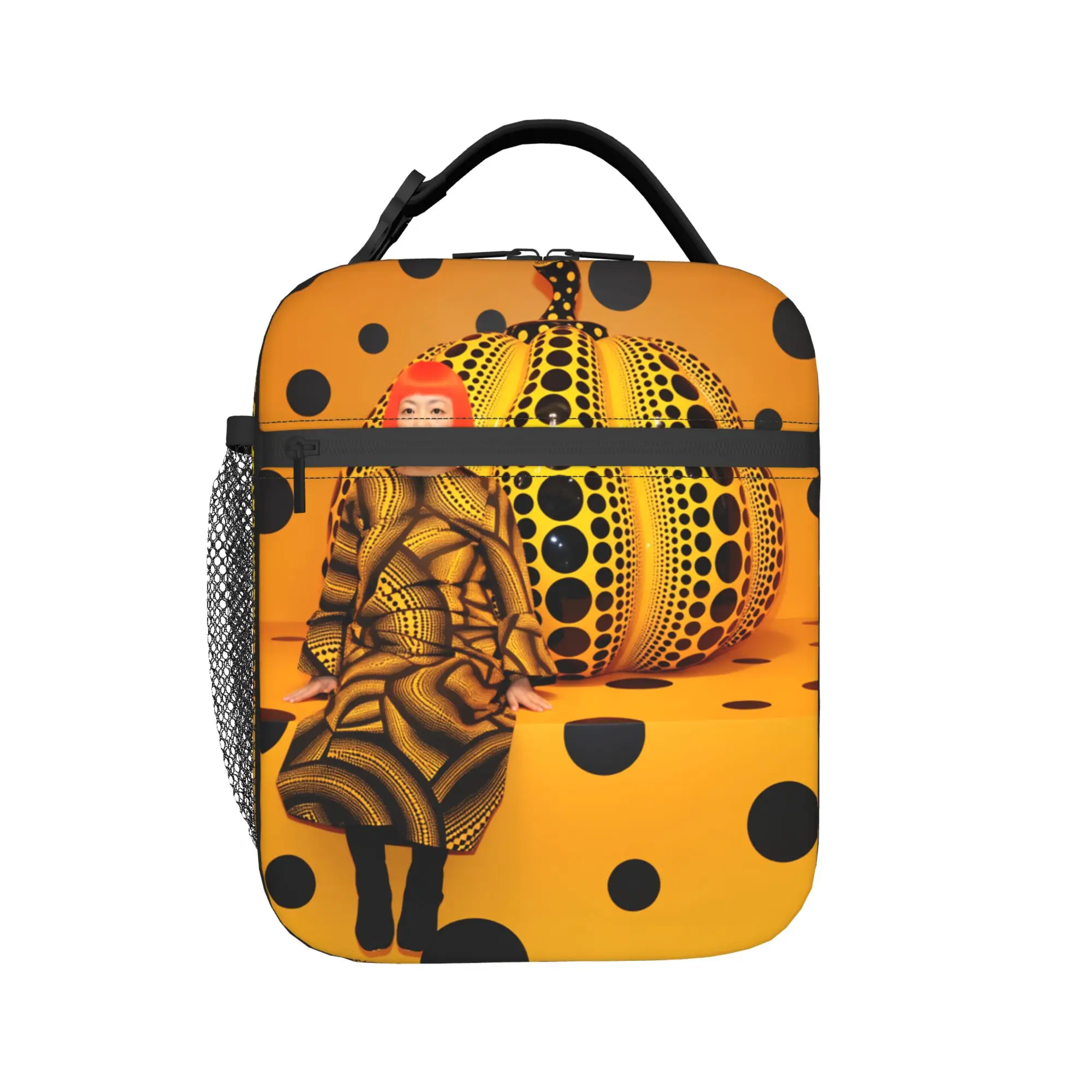 Yayoi Kusama Abstract Face Lunch Bag Picnic Portable Lunch Box For Child  Oxford Graphic Design Cooler Bag