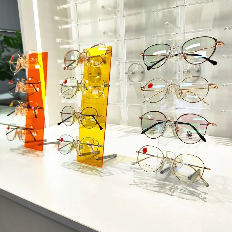 Acrylic Eyeglass Display Stand Transparent Colorful Optical Showcase Rack Store Counter Exhibition Holder Glasses Decor Prop