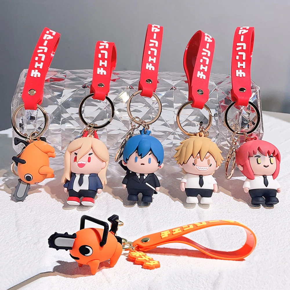 Anime Chainsaw Man Keychain Pochita Denji Power Makima Aki Cosplay PVC Pendant Keyrings Accessories Toy Key Chains Prop Gift