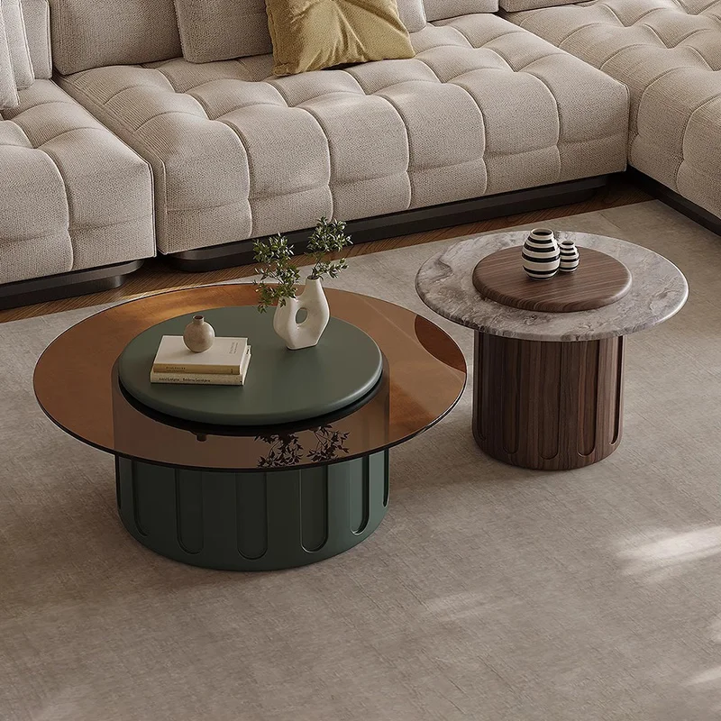 

Small Tea Table Modern Living Room Round Coffee Table Set Luxury Top Combination Side Table Creative Popular Sofa Center Table