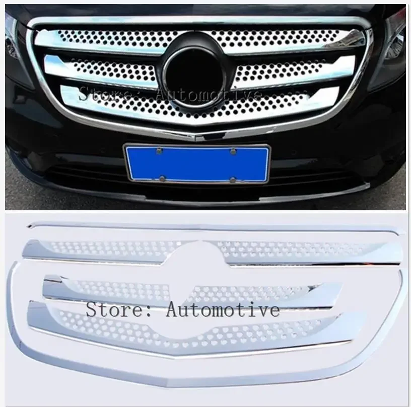 7PCS ABS Chromed Car Accessories Front Grille Cover Trim for Mercedes-Benz VITO 2016 2017 2018 2019Auto Styilng