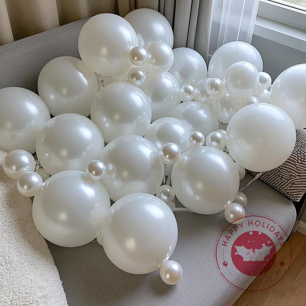 Palloncini Bianchi Perlati da 5/10/12 Pollici, 20/50 Pezzi, Spessi, per Decorazioni Matrimoniali, Feste di Compleanno, Forniture per Festival, Vendita all'Ingrosso