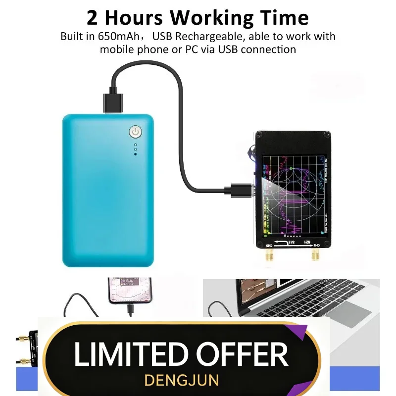 NanoVNA-H MF HF VHF UHF Antenna Analyzer Vector Network Tester SD Card Slot HAM Equipment