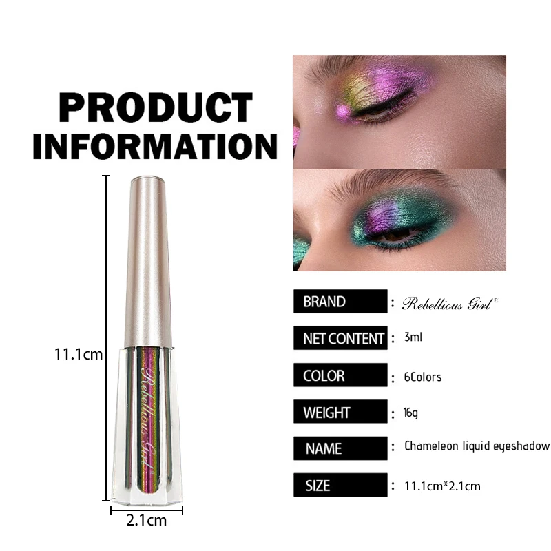 6 Color Chameleon Liquid Eyeshadow Glitter Film Forming Fast Drying Eye Makeup Color Changing High Pigmented Eye Party Cosmetics