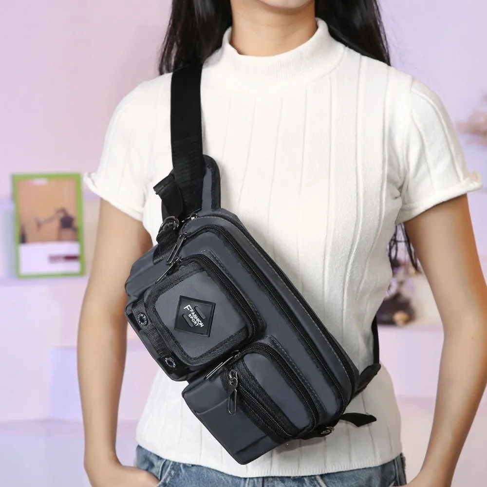 

Portable Multi-Compartment Men's Waist Bag Large Capacity Lightweight Chest Bag Waterproof Sports Fanny Pack Traveling