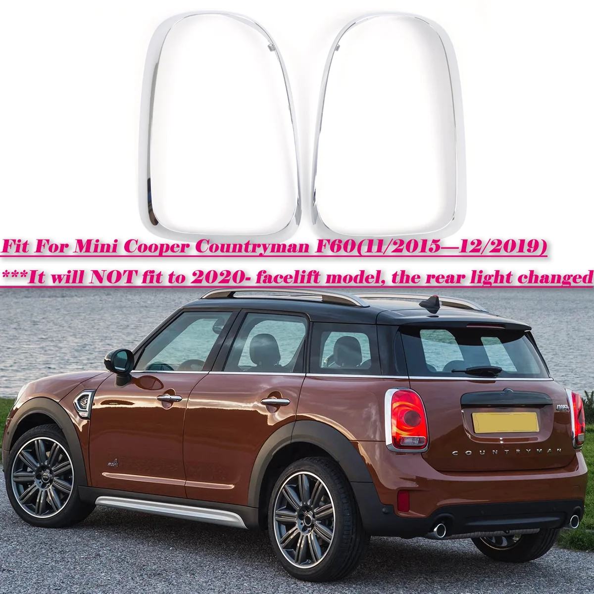 

Chrome Silver Car Taillight Ring Bezel Trim Surround Cover Left Right For Mini Cooper Countryman F60 2015-2019 63217385427