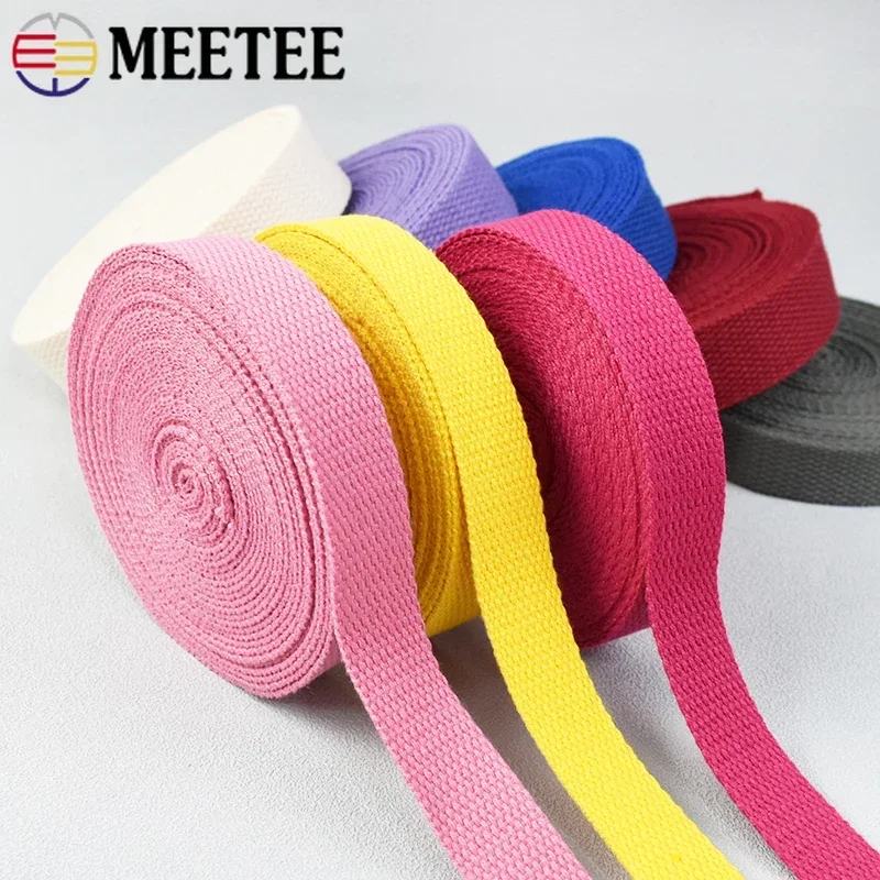 Meetee 5Meters 20/25/32/38mm Polyester Cotton Webbing Tape Canvas Backpack Ribbon Belt Sewing Bias Binding Clothing Accessories