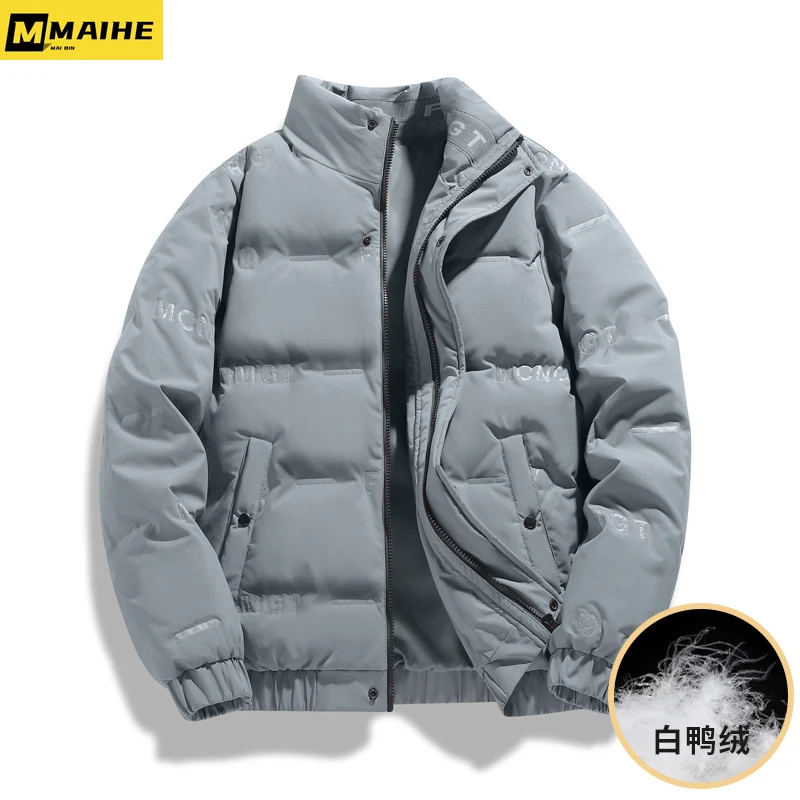 Jaqueta casual de pato branco masculina, casaco grosso quente, gola alta, leve, moda de luxo, inverno, novo, 2022