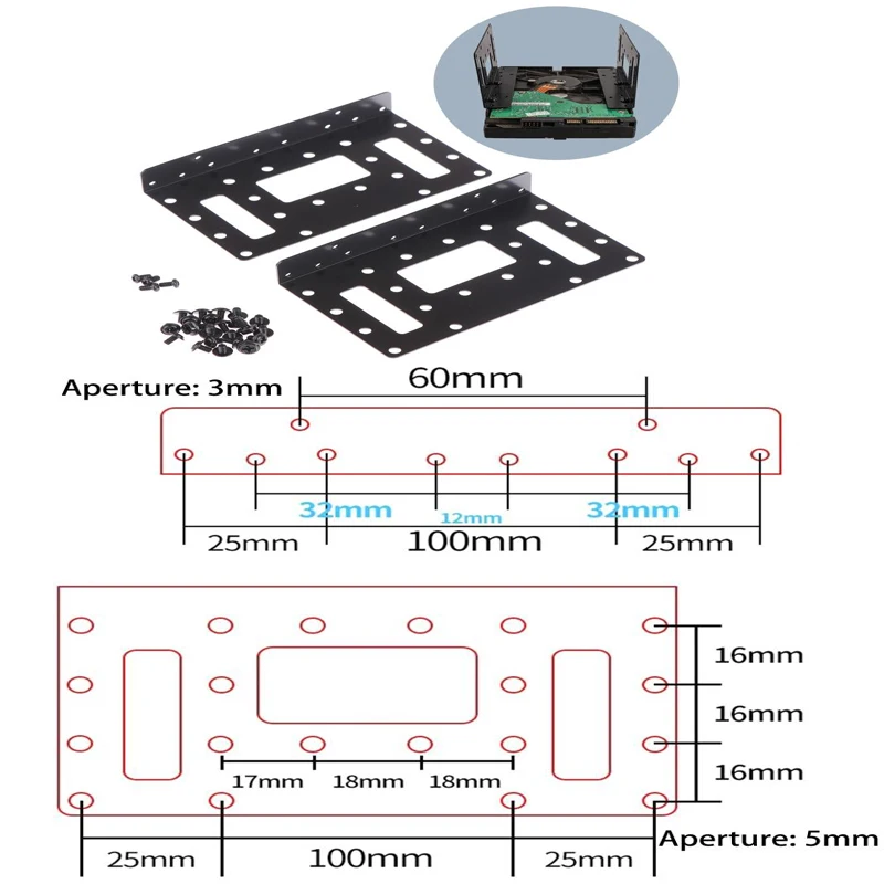 1Set Metal 11UB Storage Mounting Bracket 2.5inch 3.5inch Adapter Tray Adapter HDD Hard Disk Drive For 2.5/3.5-inch SSD Bracket