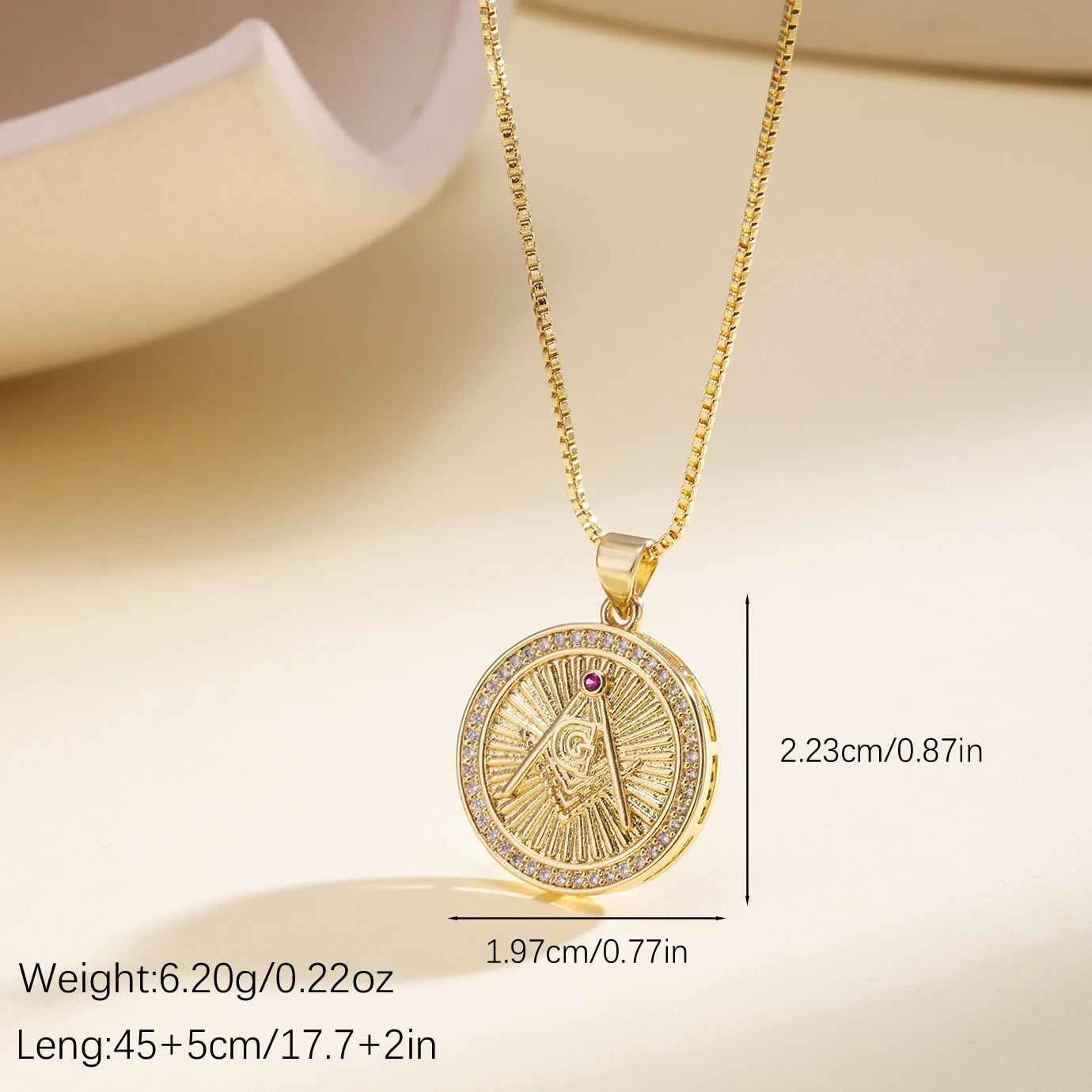 Nidin Men Women Muslim Allah Medallion Necklace Cubic Zirconia Arabic Calligraphy Islamic Style Coin Pendant  Jewelry Gift