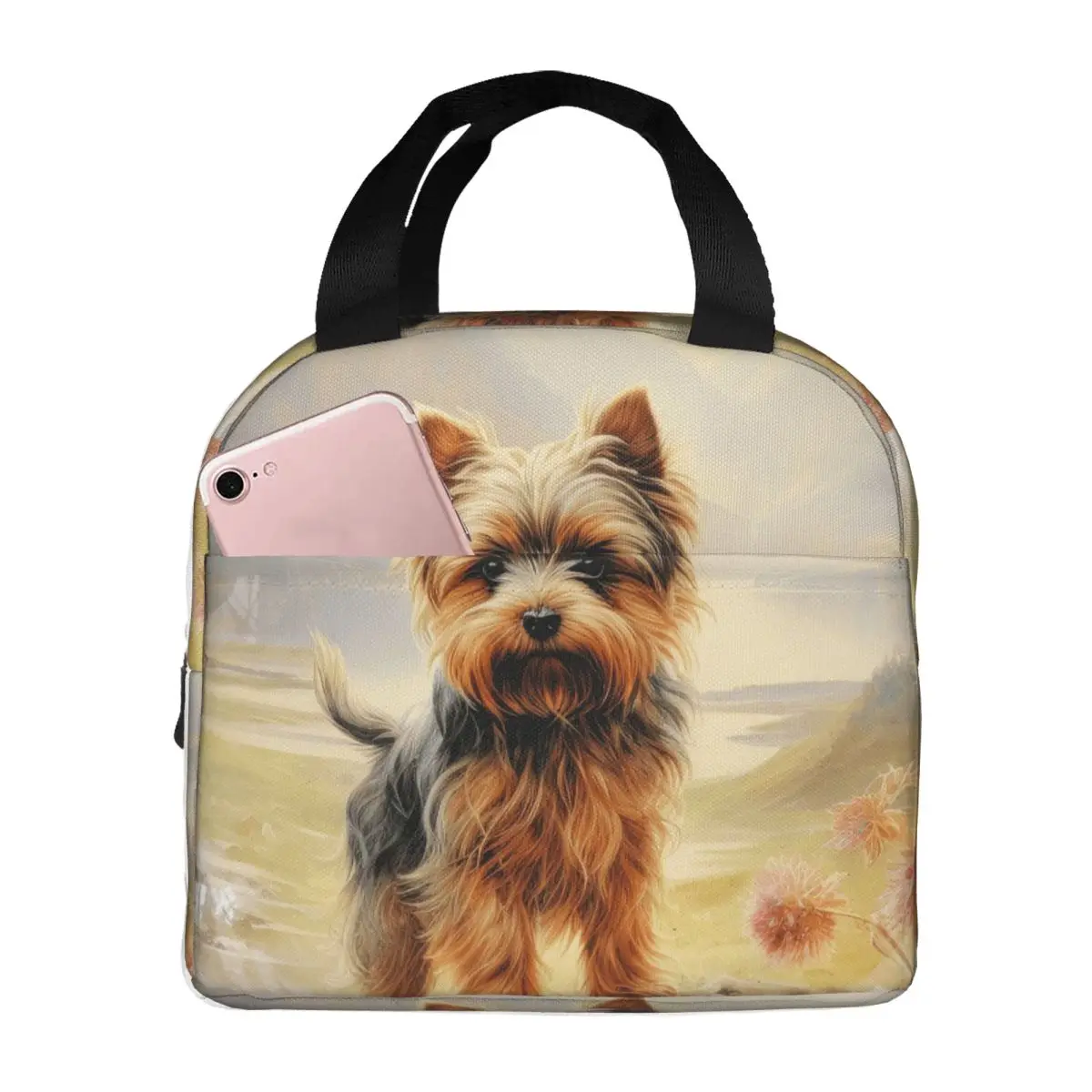Yorkshire Terrier Dog Pattern Insulated Lunch Bag for Women Kids Portable Food Boxes Thermal Lunch Box Tote