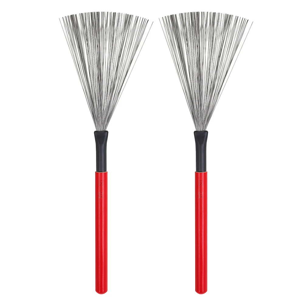 M MBAT 2Pcs/Set Drum Brushes Drumstick Metal Retractable Speical Brush For Drum Kit Cajon Jazz Steel Wire Percussion Accessory