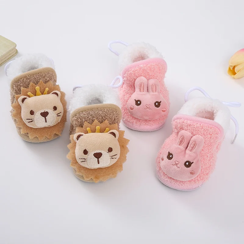 Baby Shoes Boy Girl Booties Winter Warm Cartoon Animal Toddler Prewalkers Cotton Soft Anti-Slip Boots Infant Newborn Crib Shoes