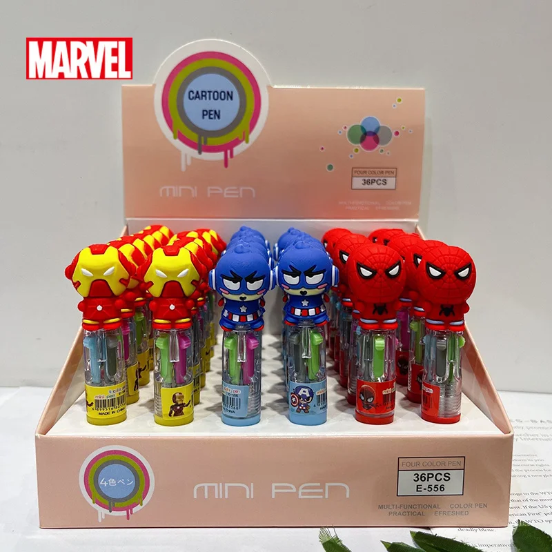 Marvel superbohater Anime cztery kolorowy długopis Spider-man wielokolorowy długopis Mini długopis znak Iron mana dzieci materiały piśmienne hurtowo