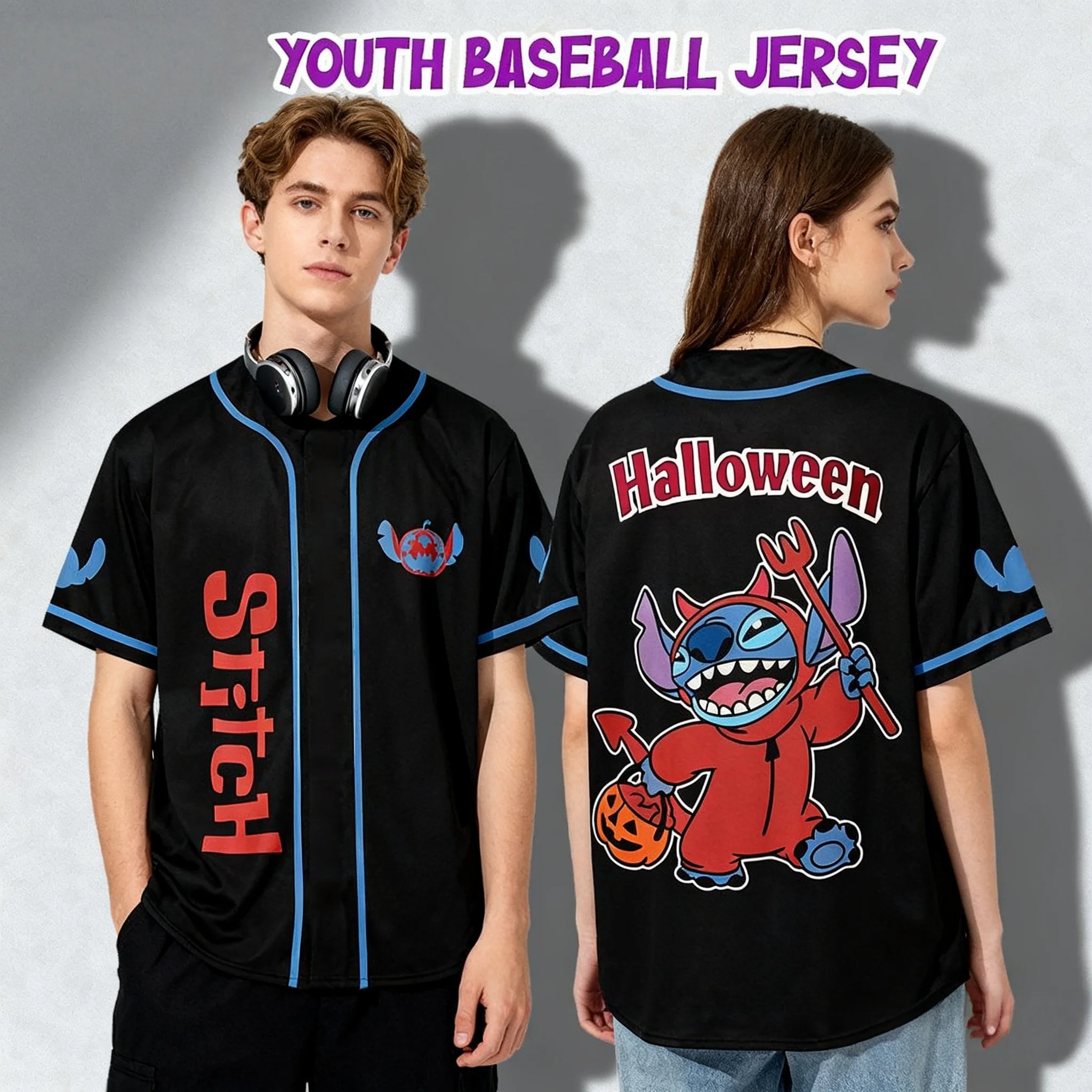 جديد ديزني الرسوم المتحركة طبعة تذكارية هالوين غرزة الصيف البيسبول سترة المتضخم الأطفال الوالدين والطفل تي شيرت #2