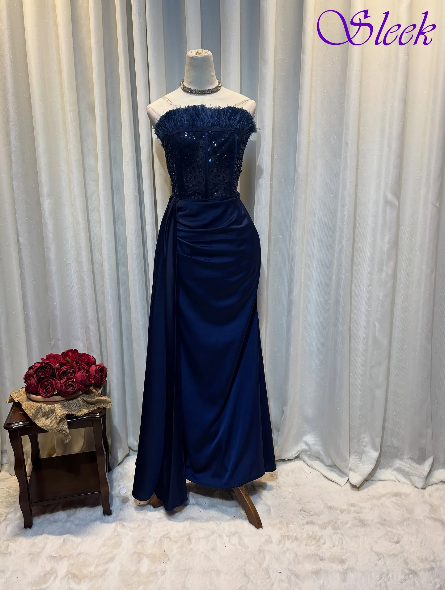 

Customized Straight Strapless Sleeveless Elegant Evening Dress Delicate Bespoke Occasion Gowns Modern Fashion Party Dress