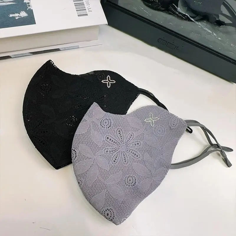 

Lace Sun Protection Mask Elegant Summer Outdoor Lightweight Breathable 3D Face Mask Unisex Daily Fashion Accessory