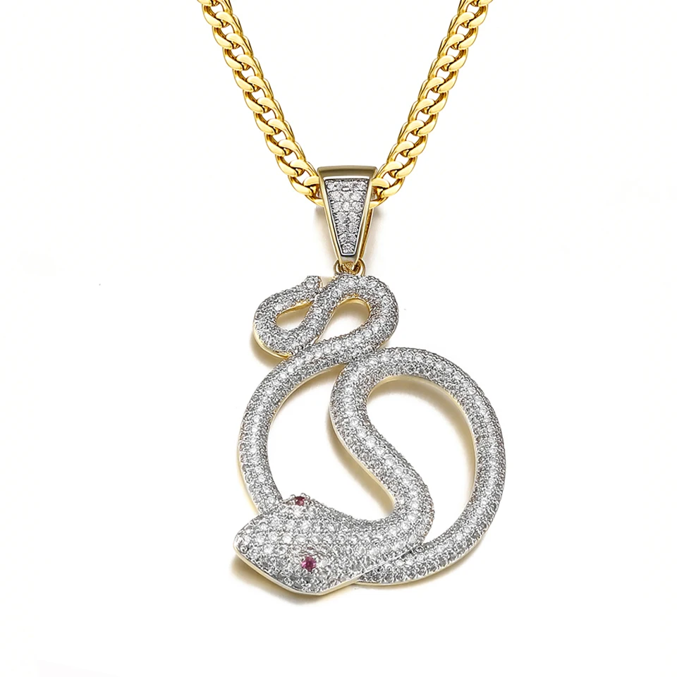 

VANAXIN Luxury Snake Pendant Necklace for Women Men 14K Gold Plated Full Pave Cubic Zirconia Vintage Animal Jewelry