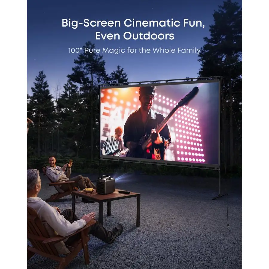 Tela de projetor externa de 100 polegadas com suporte, bolsa de transporte portátil, tela de filme 169, configuração rápida e fácil, sem rugas e lavável