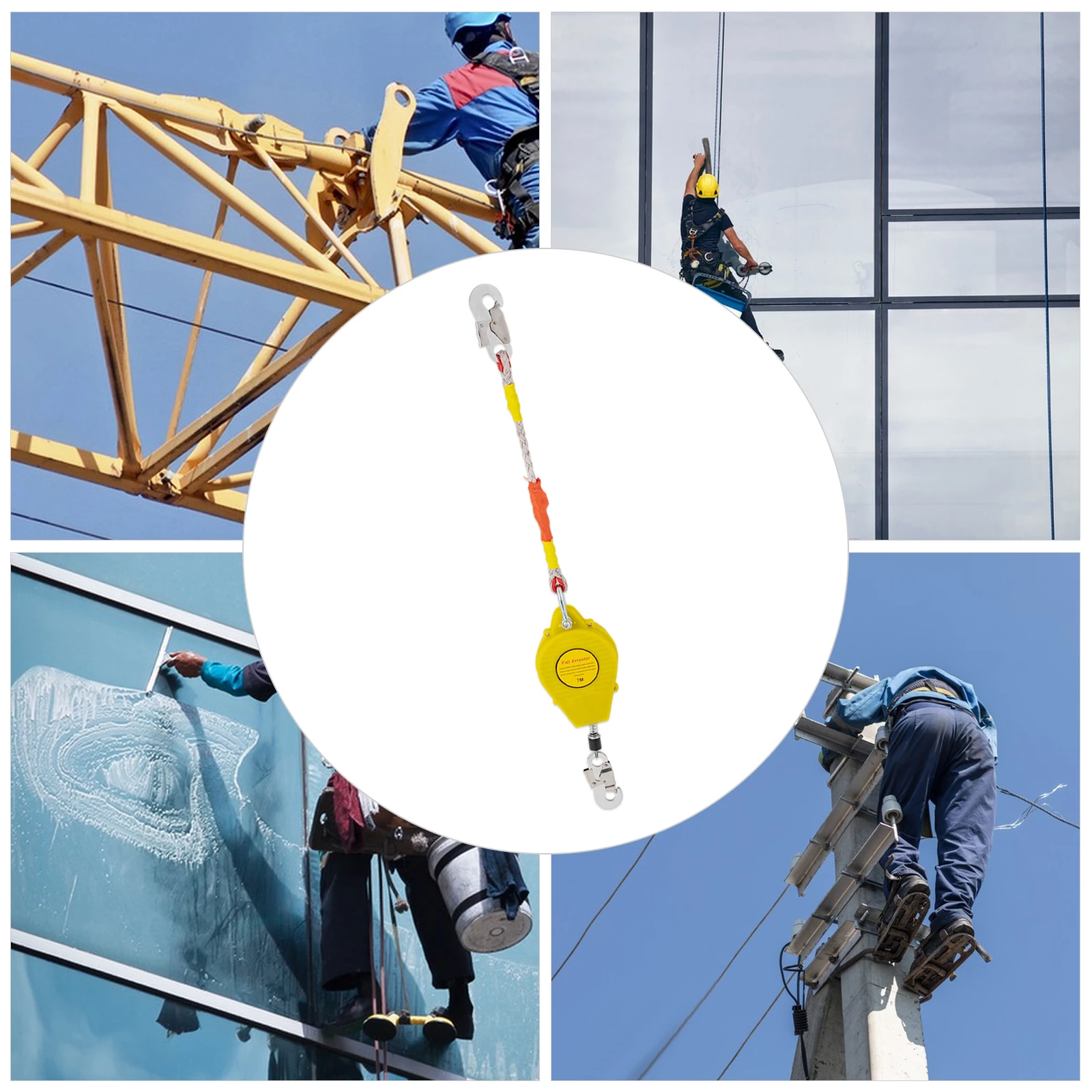 Pararrayos con bloqueo automático, pararrayos de seguridad, línea de vida autorretráctil, sistema de frenos de disco doble para pararrayos de 7M 8900N