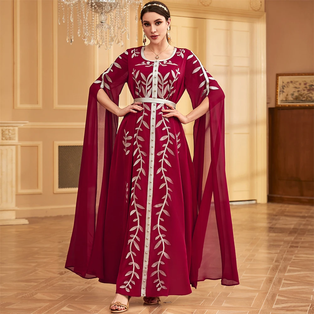 

Dubai Kaftan Embroidery Abaya for Women Muslim Long Sleeve Maxi Dress Evening Turkey Party Gown Islamic Djellaba Arab Vestidos