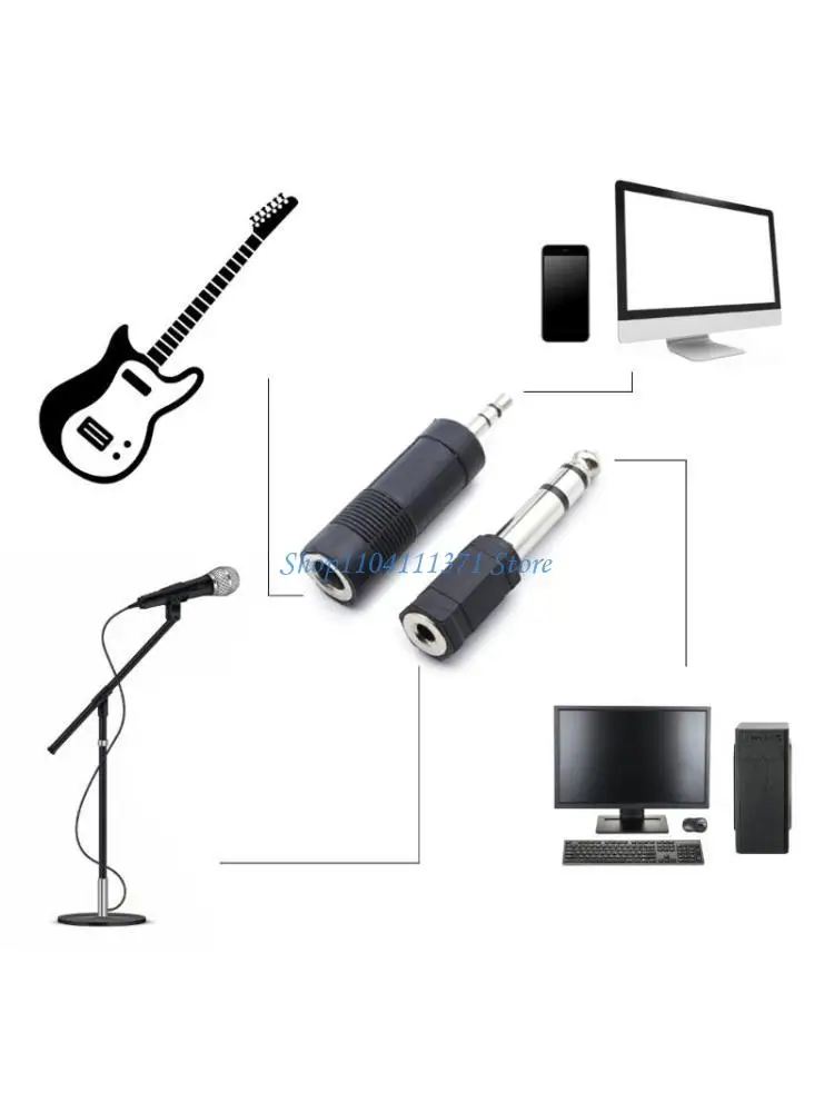 P9FC 1/4inch Female to 1/8inch Male or 1/8in Male to 1/4in Female Stereo Adapter Sound Jacks Plug for Guitar Digital Piano