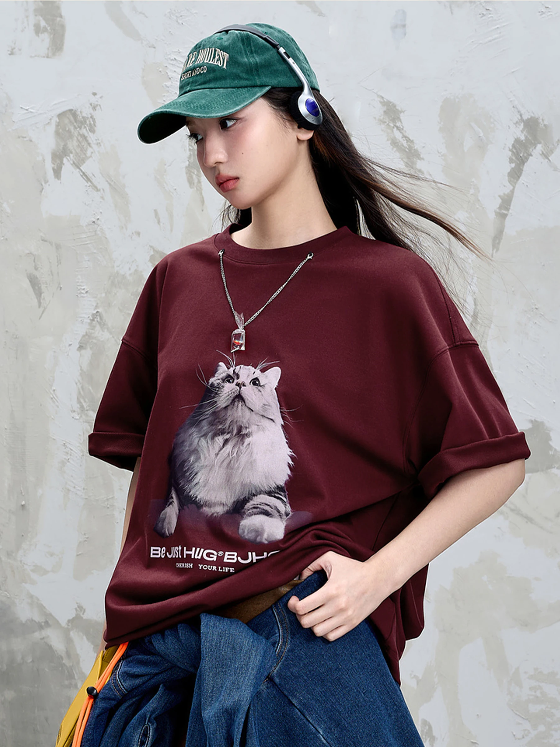 Couple T-Shirts Short Sleeve  Pattern Summer Casual Fashion Men's Loose Fit Cotton Polyester Blend Quick Dry round Neck