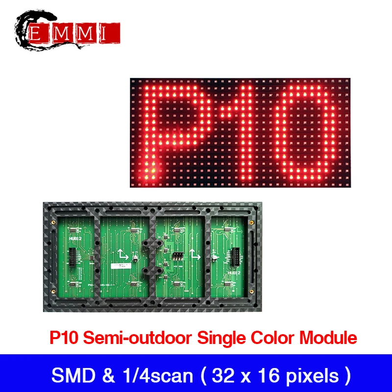 P10 Semi-outdoor Red / Green / Yellow / White / Blue Color LED Display SMD Panel Module 32x16 Pixels LED Display