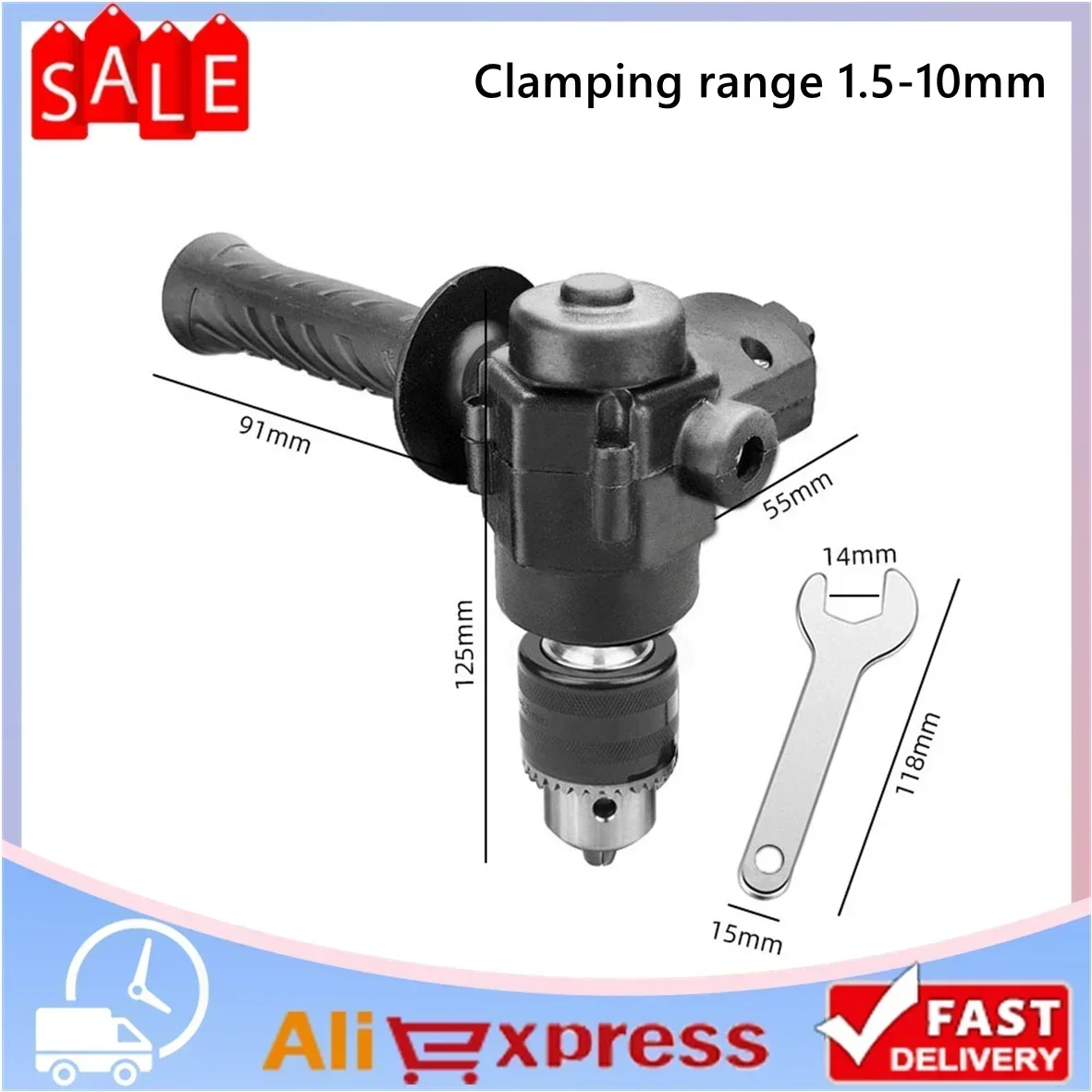 

Right Angle Converter 90° Three Jaw Chuck Corner Adapter Grinding Machine Converter Clamping Range 1.5-10mm For Grinding Tools