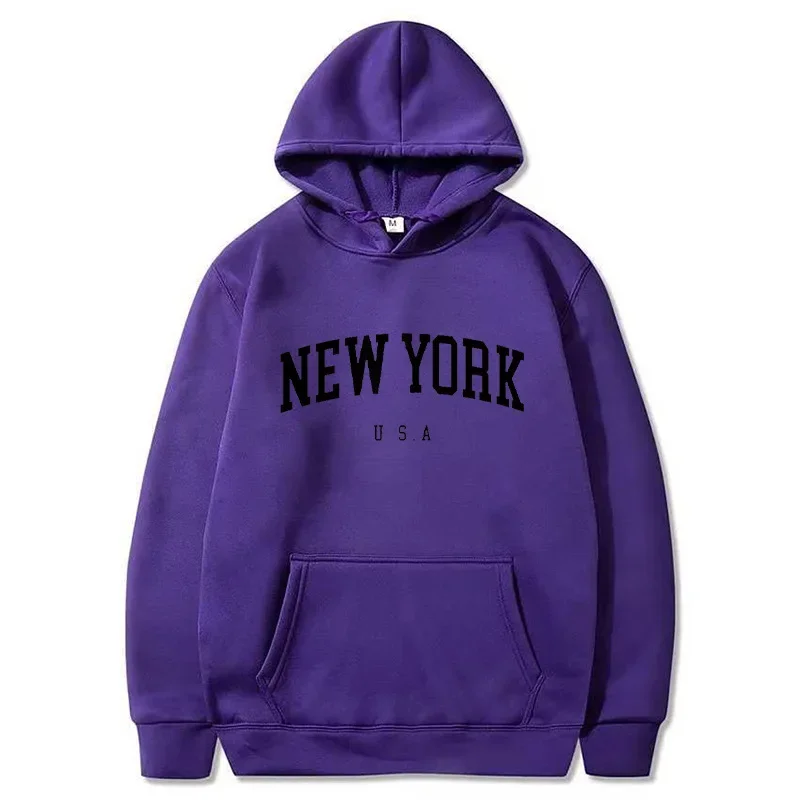 2024 New Men's and Women's New York Letter Printed Sports Hoodie Men's Loose Casual Hooded Pullover Sweatshirt