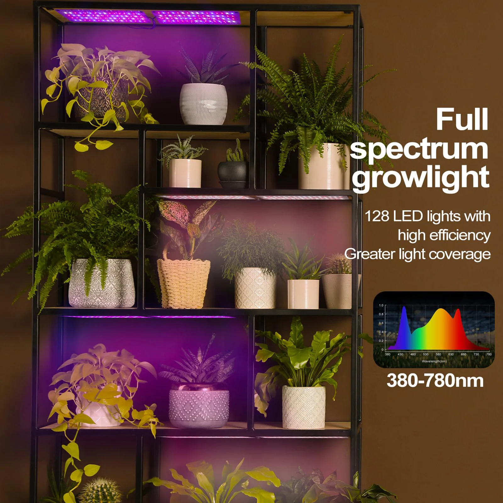 ألواح إضاءة كاملة النمو ، 3 أوضاع ، مؤقت عاكس 10 مستويات ، 128 ليد ، تحت الخزانة ، مصباح زراعة النباتات للنباتات الداخلية ، 10 واط ، 20 واط #6