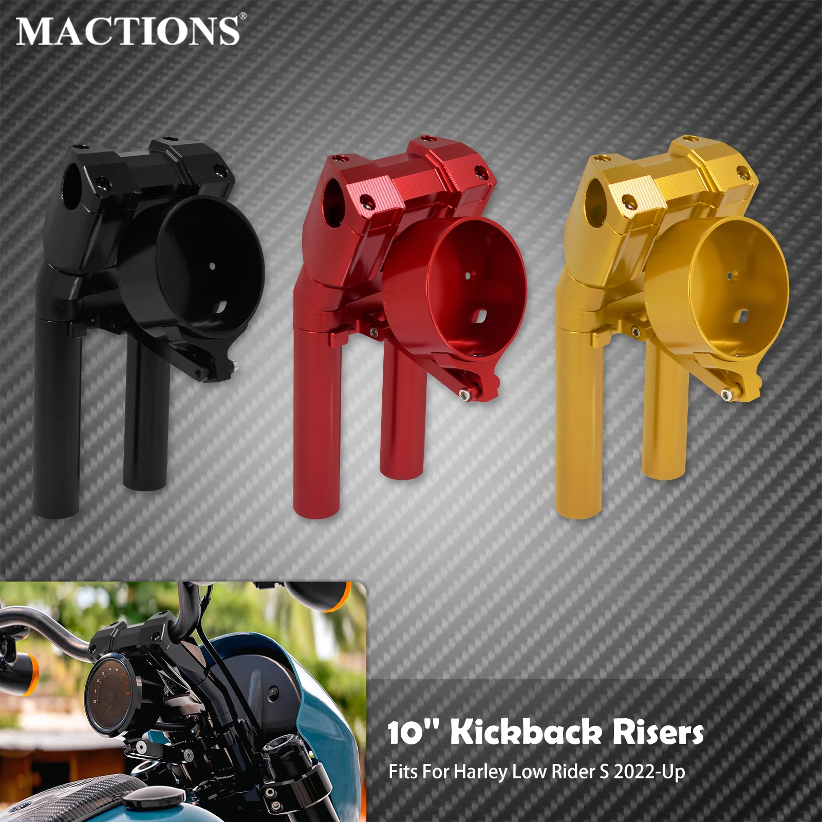 Motorcycle 10'' Handlebar Risers Instrument Bracket Kit Adjustable Kickback Riser Support For Harley Softail Lowrider S 2022-Up