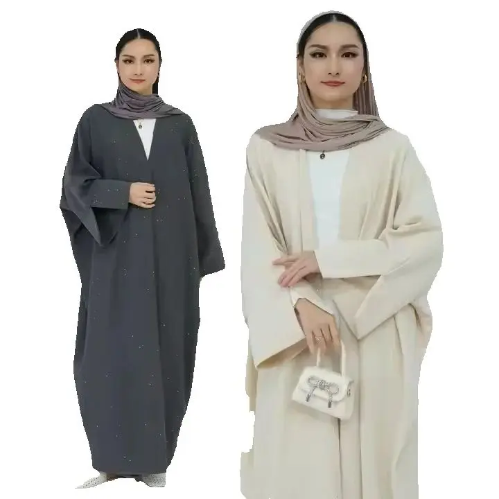 

Мусульманское женское кимоно, кардиган, зимнее открытое платье Абая, Дубай, Турция, кафтан Джалабия, арабский халат, платье макси, халат Kebaya, исламская одежда