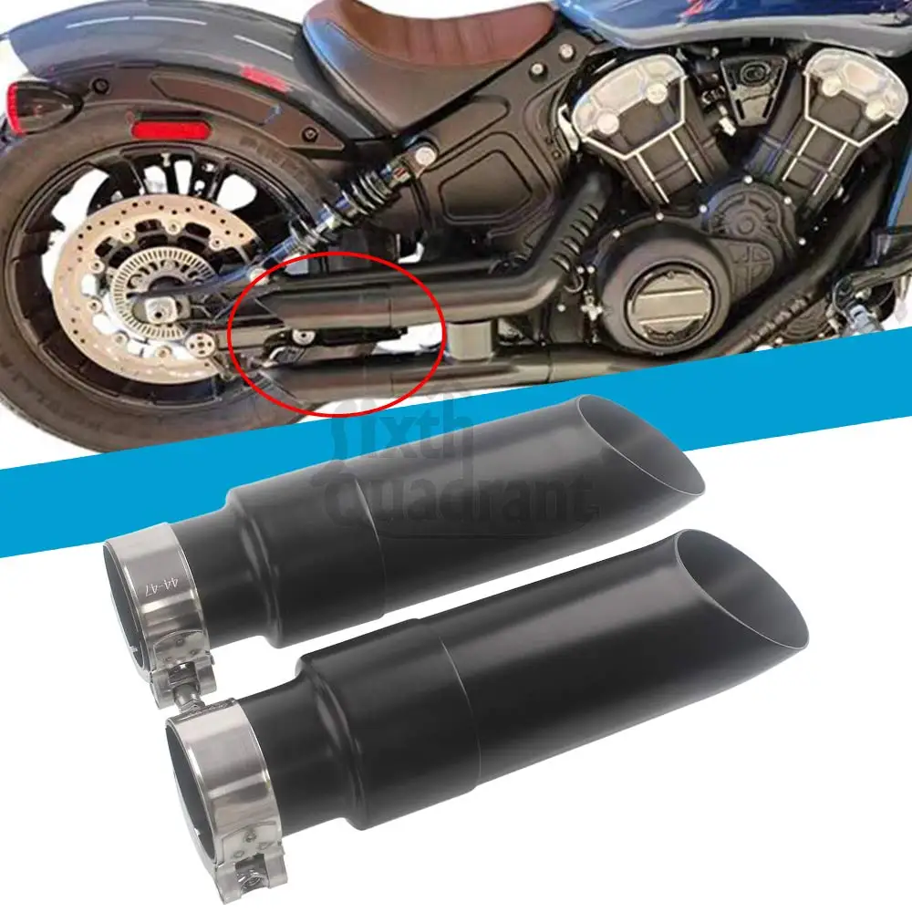 2pcs Motorcycle Short Tube Muffler Moto Exhaust Pipes With Silencer For Indian Scout 100th Anniversary Bobber Twenty Rogue Sixty