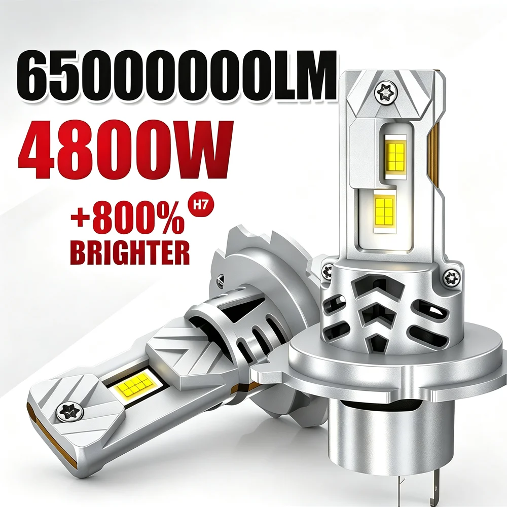2Pc 4800W H7 LED Headlight H4 H11 9005 HB3 9006 HB4 CANBUS 6500000LM Super Bright Led Car Light 6000K Auto Fog Lamps Light 12V