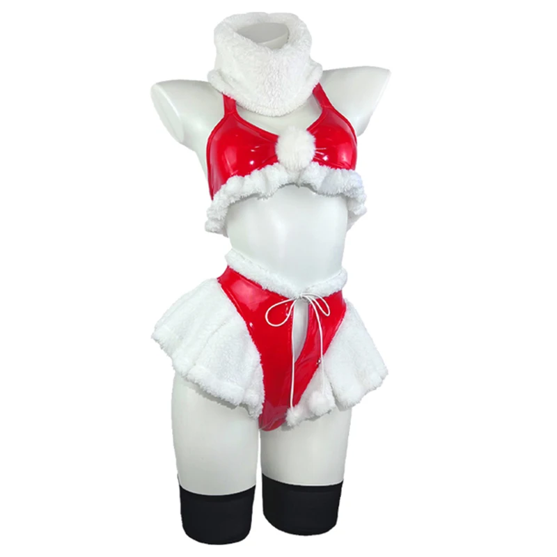 Cosplay Christmas Festivals costumes Bow Kawaii plush Lingerie cute set Santa Claus Red skirt