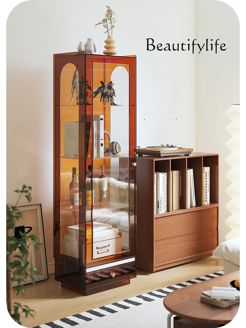 

Light luxury acrylic bookcase, transparent dust cabinet, blind box display cabinet, living room display and storage wine designe
