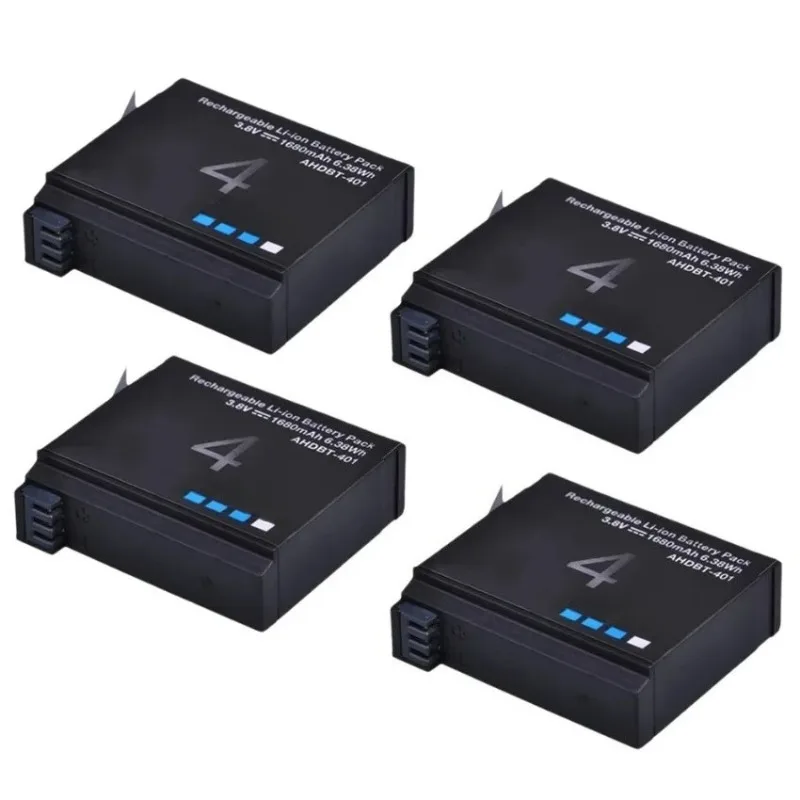 1680mAh Replacement  Li-ion Battery for Gopro Hero 4  + LED 3-Slots USB Charger for GoPro HERO4 AHDBT-401 Action Camera Bateria