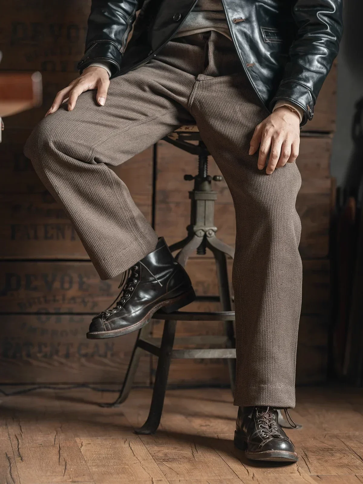 Bronson Lote 929 Pantalones de trabajo Vintage Pique Stripes Salt & Pepper Pantalones casuales de invierno para hombre