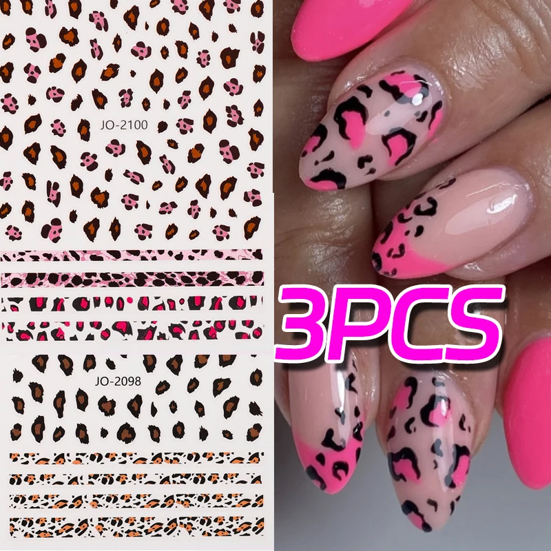 3D Leopard Print Naklejki na paznokcie Jesień Zima Naklejki na paznokcie Leopard Designs Press on Nails Sliders Naklejki Manicure Dekoracje