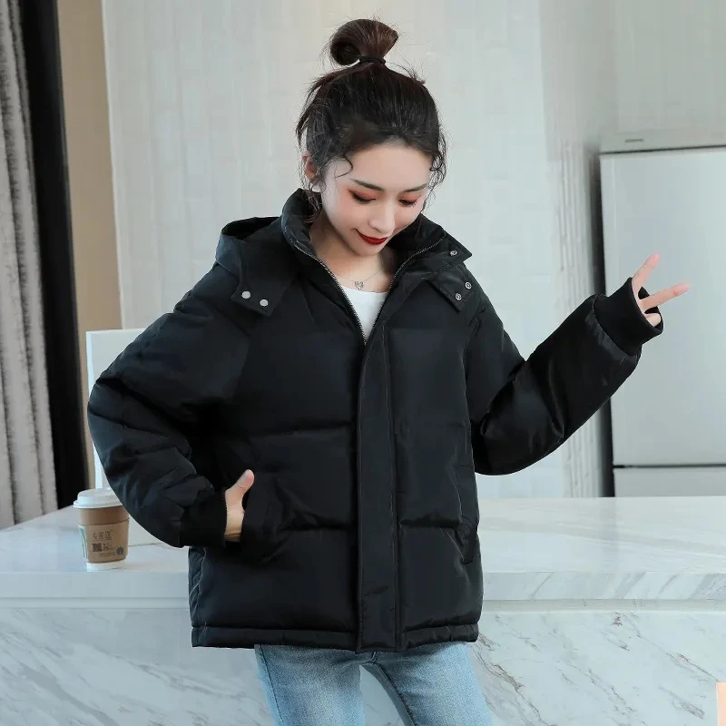 Women Winter Jacket 2023 New Ladies Down Cotton Padded Jacket Korean Loose Hooded Women Parkas Winter Outwear Short Jacket Lady