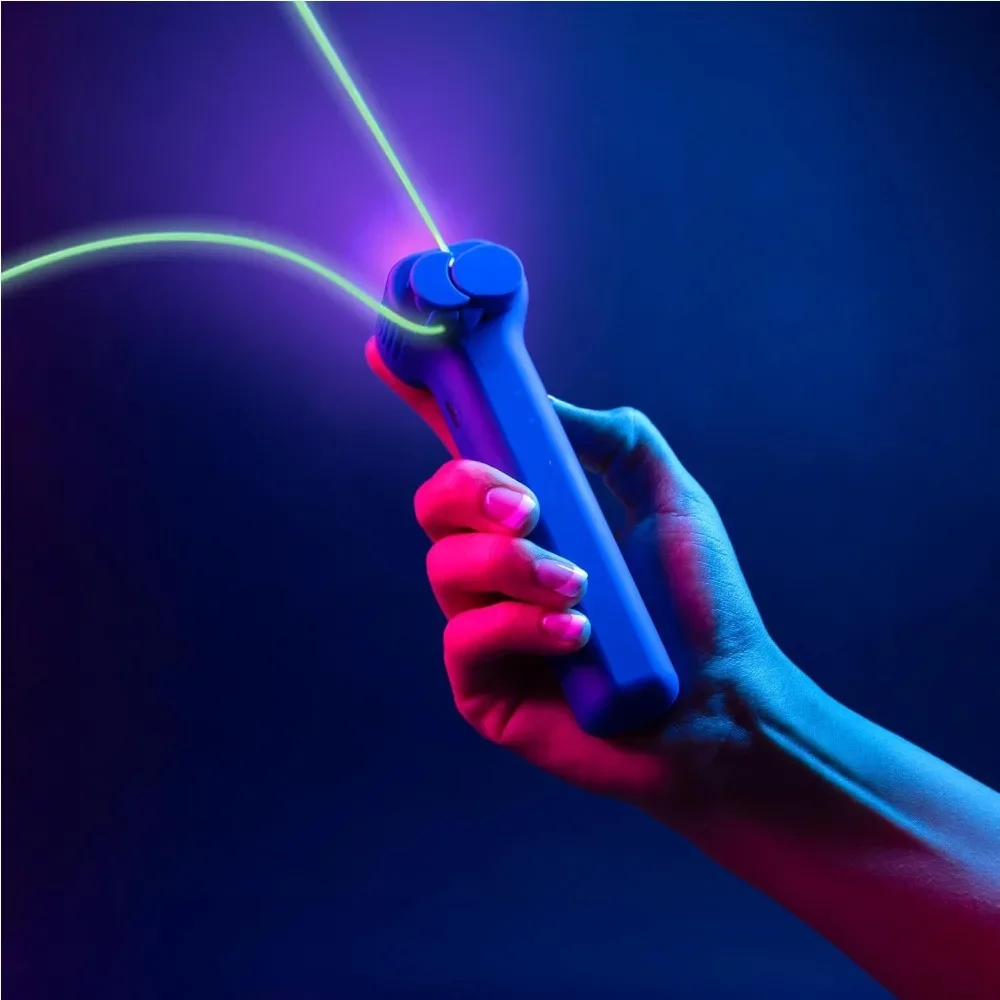 Glow-in-The-Dark Rope Lasso Launcher ,Launcher Loop Fidget Toy,Zip String Rope with Built-in UV Blacklight String Shooter Toy